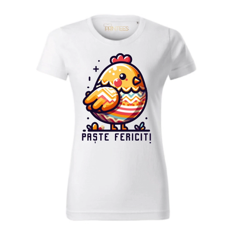 Tricou damă - Găinușă „Paște Fericit”