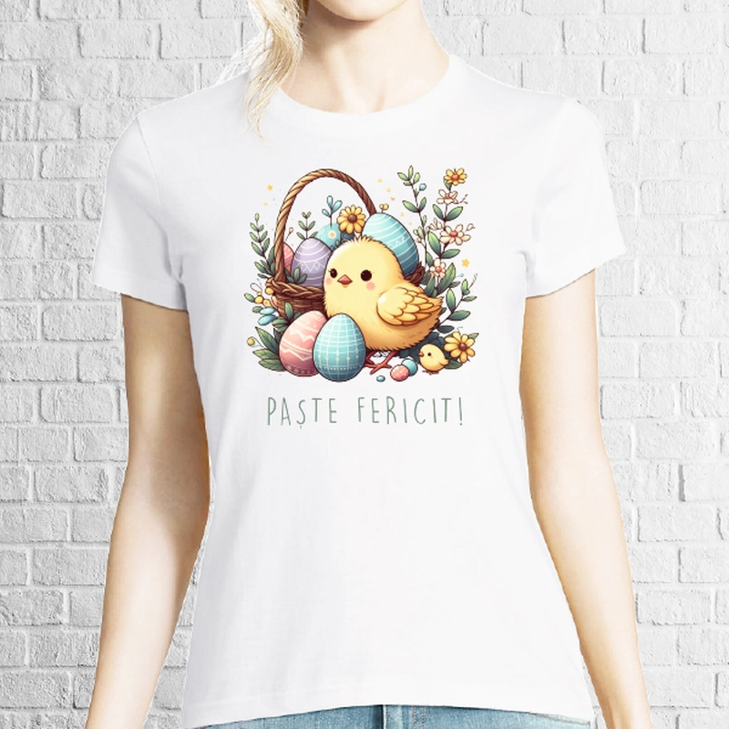 Tricou damă - Pui de „Paște Fericit”