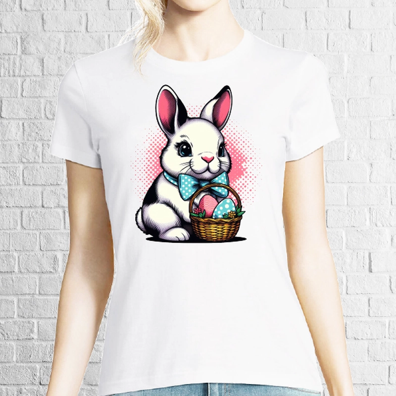 Tricou damă - Iepuraș de Paște cu papion