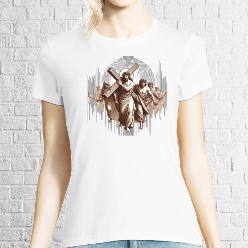 Tricou dama - Iisus cu Crucea