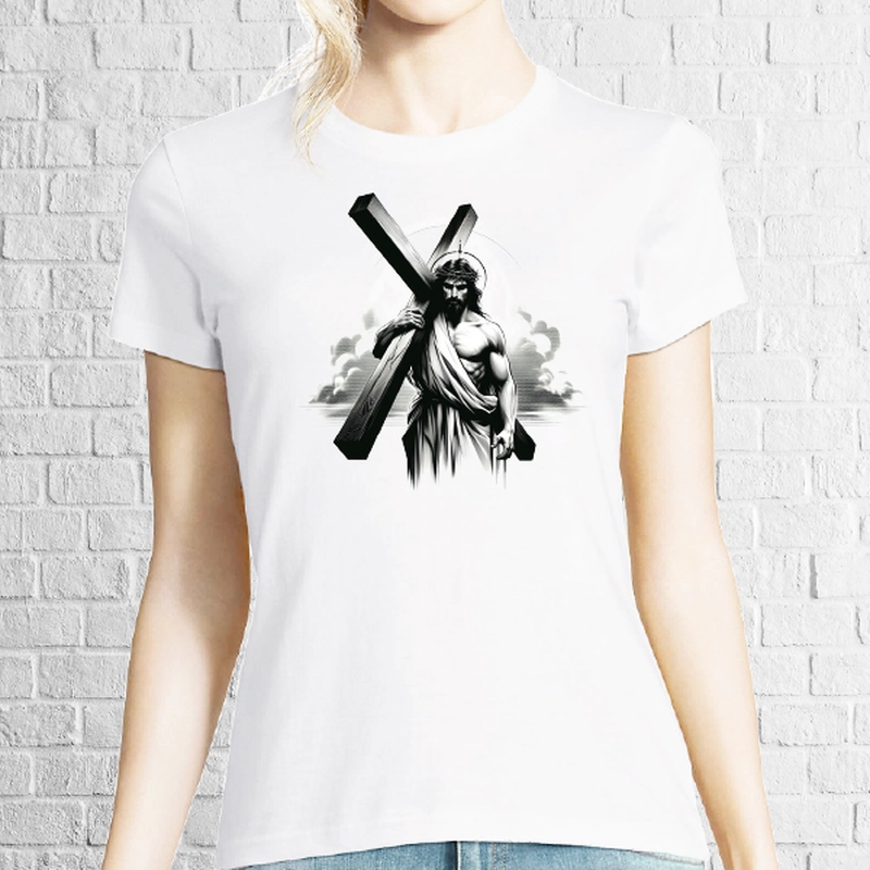 Tricou dama - Iisus cu Crucea