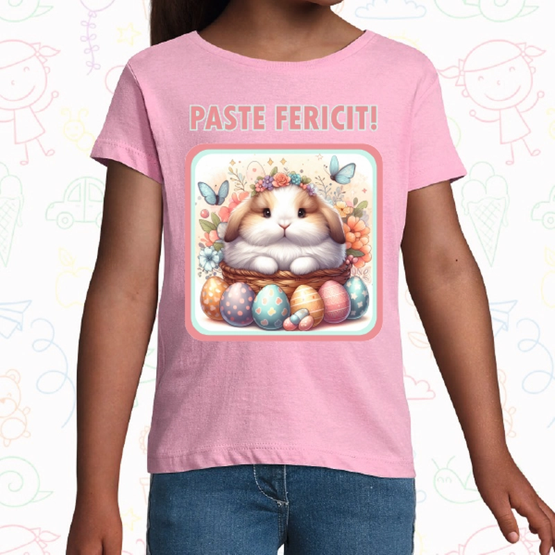 Tricou copil - Iepure pufos in coș