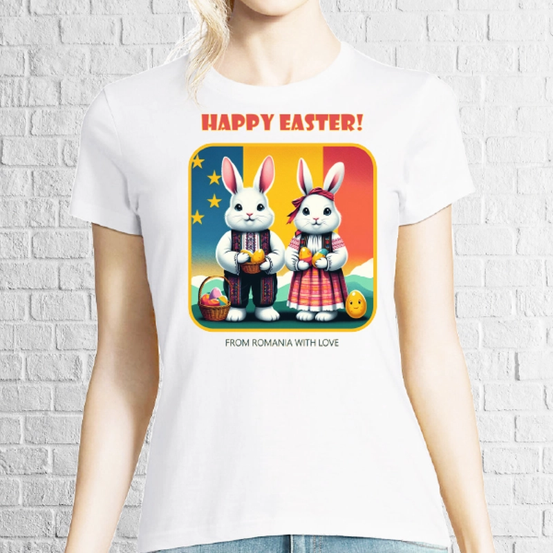 Tricou damă - HAPPY EASTER FROM ROMANIA publicat